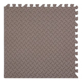 Brown interlocking foam mat tile with a woven pattern