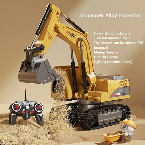 Alloy RC Excavator Toy with Lights & Sound