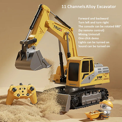Alloy RC Excavator Toy with Lights & Sound