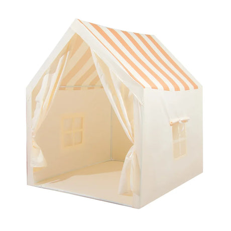 Children's play tent with striped roof on a white background
