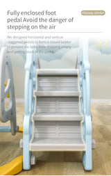 Children's playground slide with a safety feature to prevent stepping on air