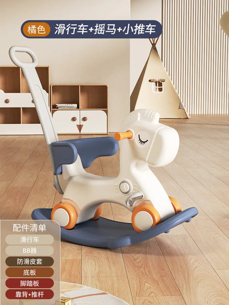 Children's toy with elephant design on a wooden floor