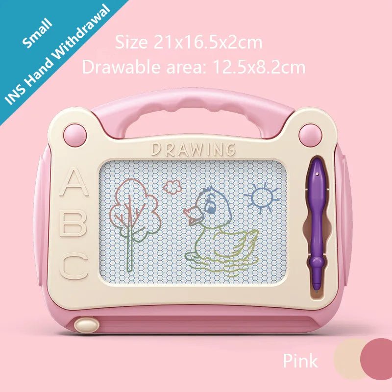 Pink drawing board with handle and stylus
