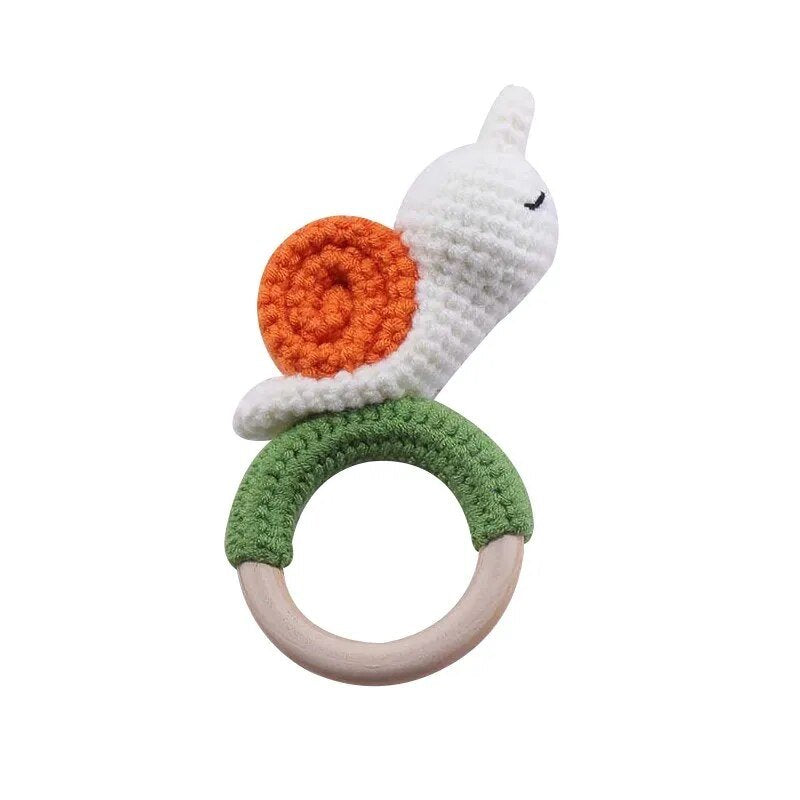 1PC Crochet Animal Wooden Teether & BPA-Free Rattle image 7