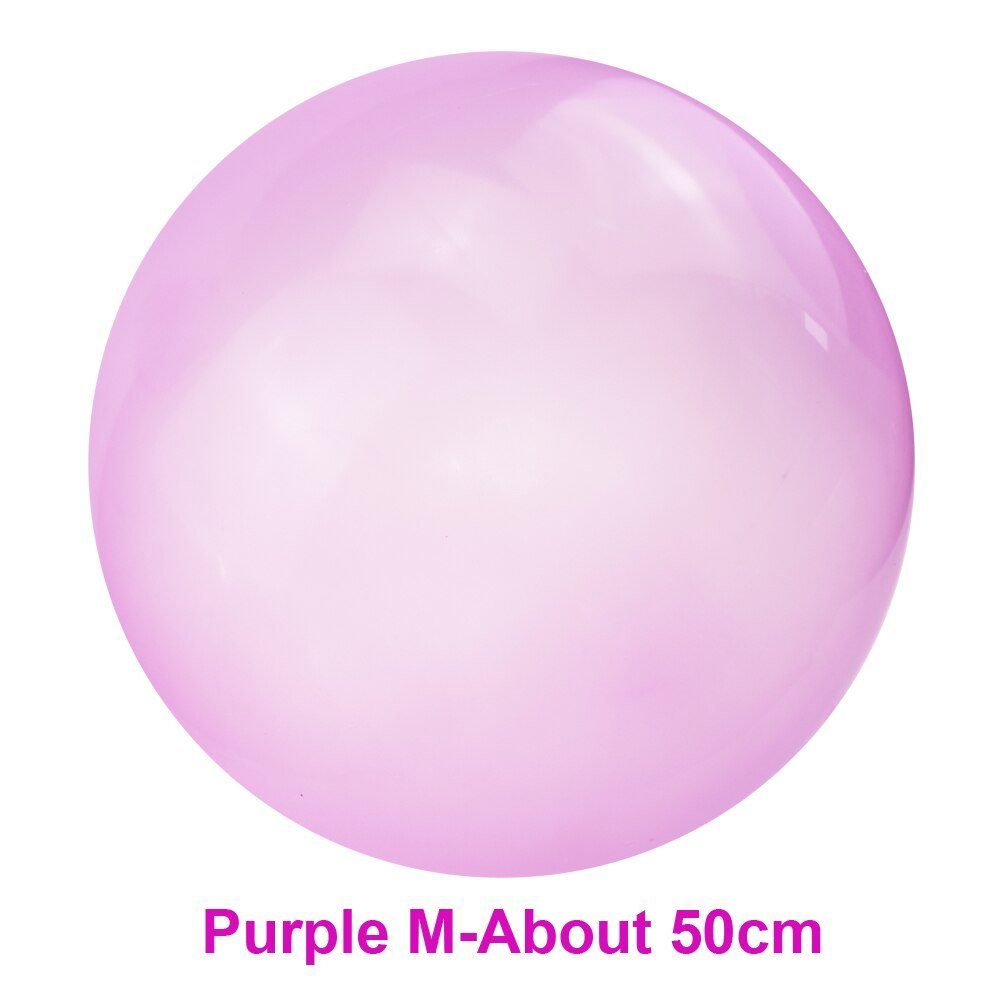 Purple balloon with text indicating size.