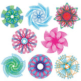 Set of colorful Spirograph-style designs.