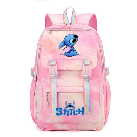 Pink backpack with cartoon character 