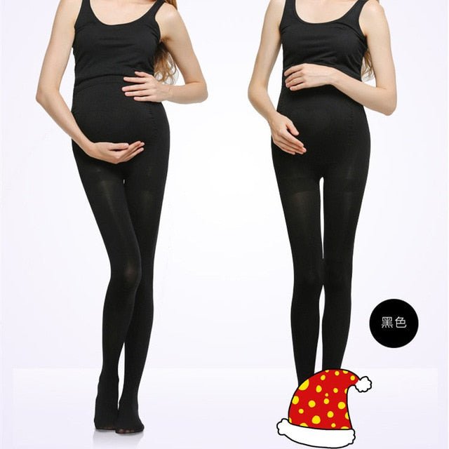 Black tights worn by a model 