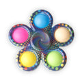 Colorful fidget spinner with a multicolored design.