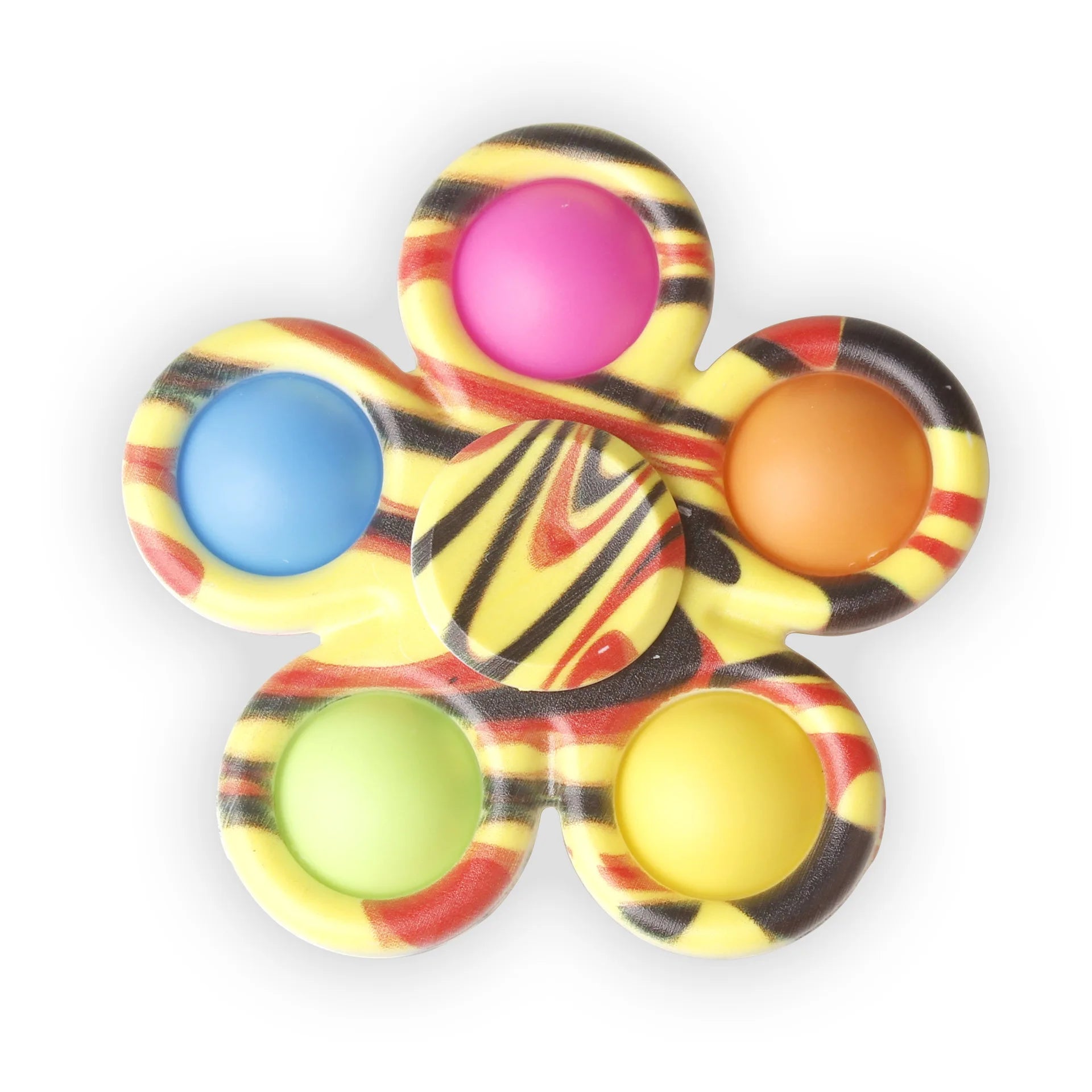 Colorful fidget spinner with multicolored balls.