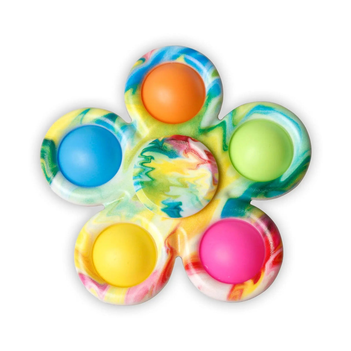 Colorful fidget spinner with tie-dye design.