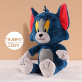 Plush toy with a blue cat with red ears