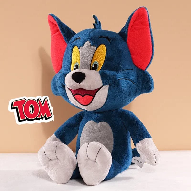 Plush toy of a blue character with red ears 