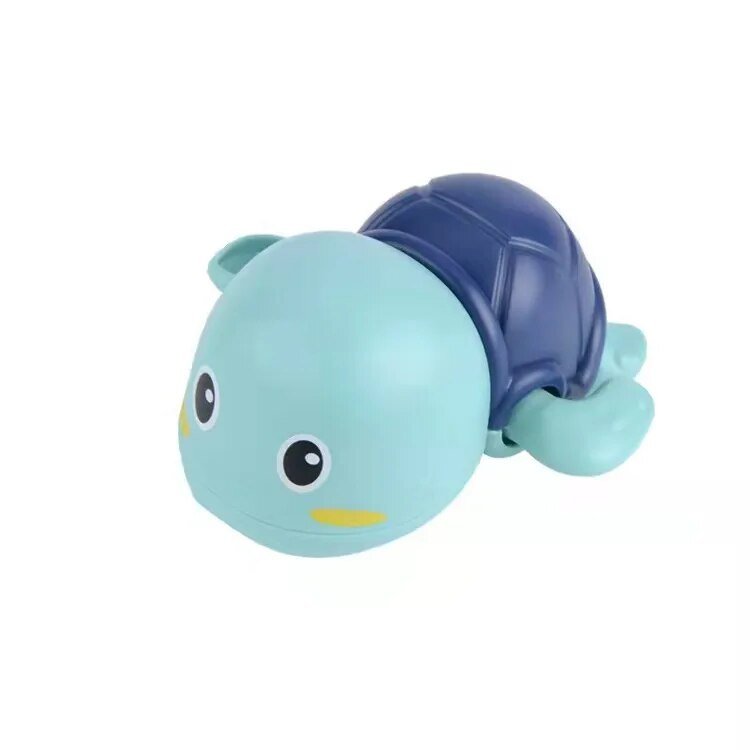 Toy turtle with a blue shell on a white background