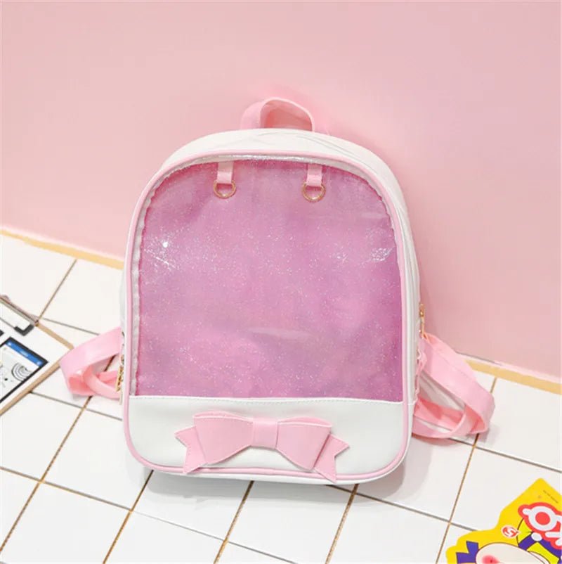 Pink backpack with a bow 