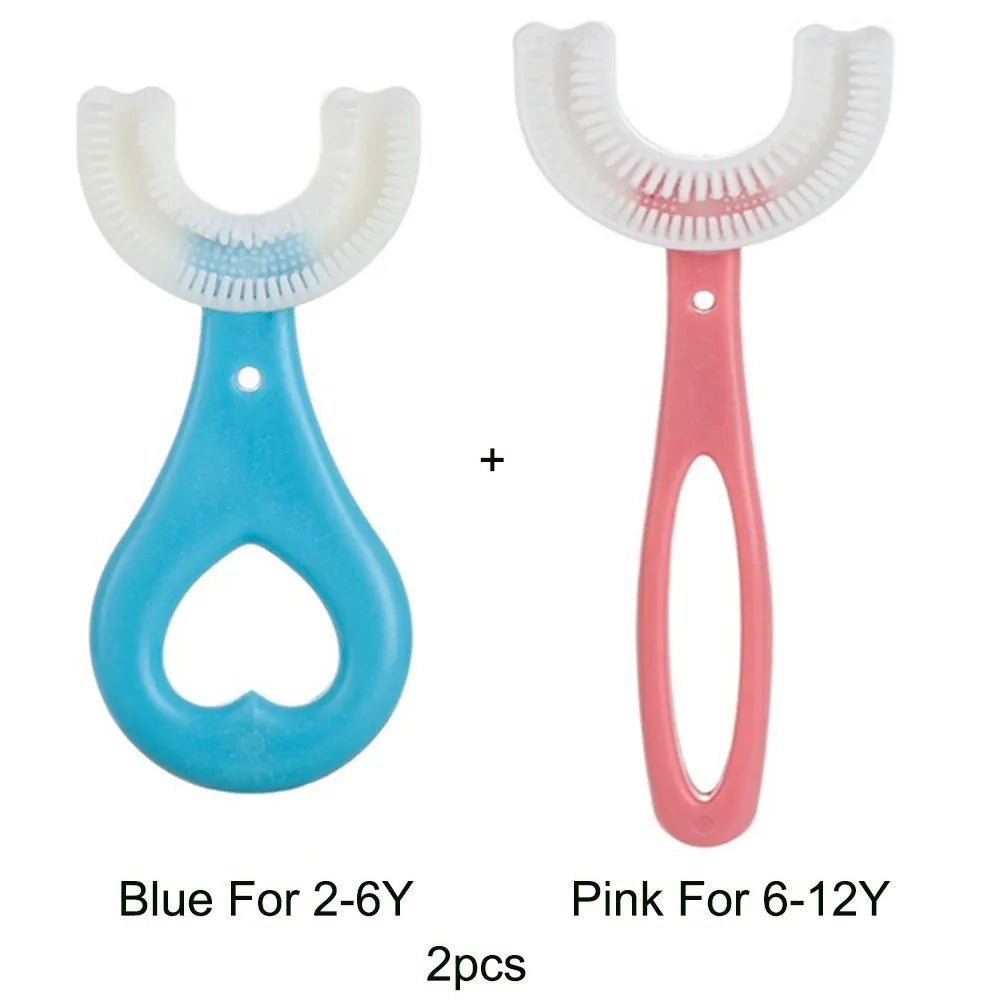 360-Degree U-Shaped Children's Toothbrush - Silicone Teeth Cleaner - Transparent image