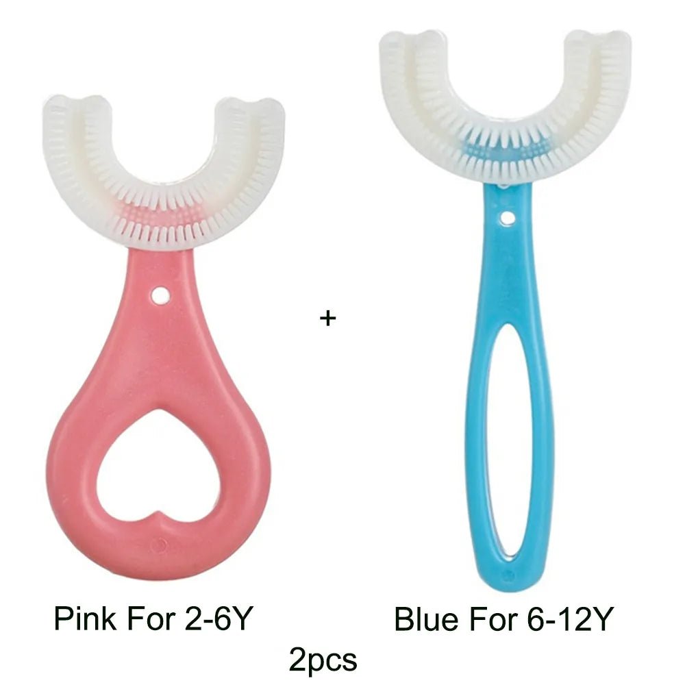 360-Degree U-Shaped Children's Toothbrush - Silicone Teeth Cleaner - Gray image