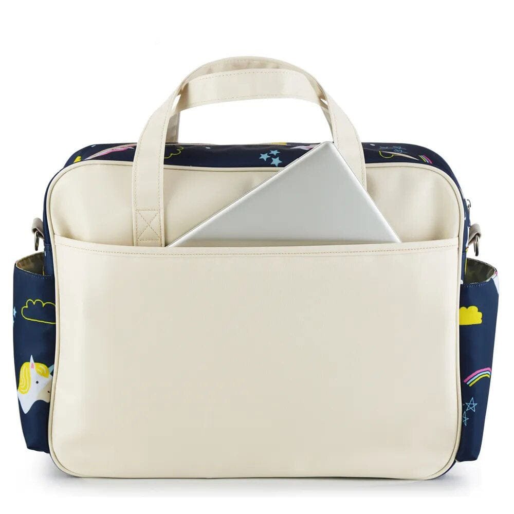 Multicolored bag with a white interior pocket
