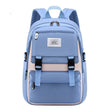 Light blue backpack with a visible brand label.