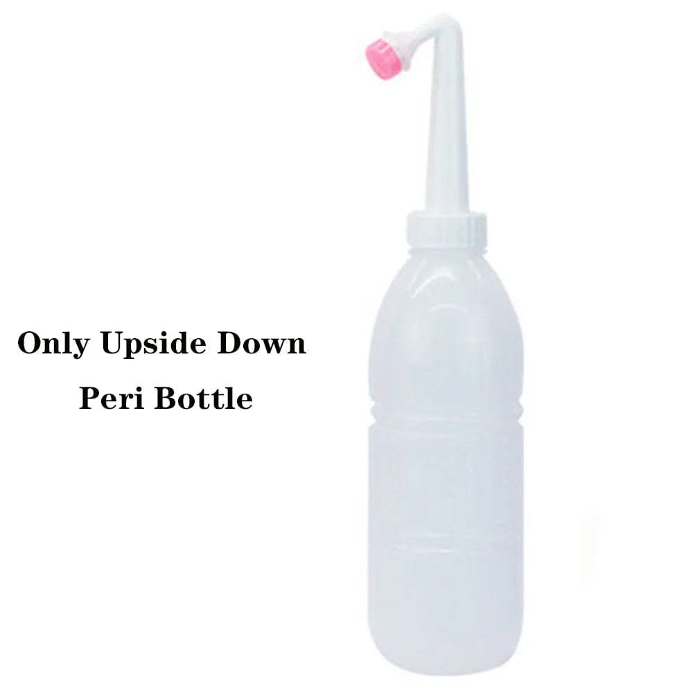 White peri bottle with pink nozzle on a white background