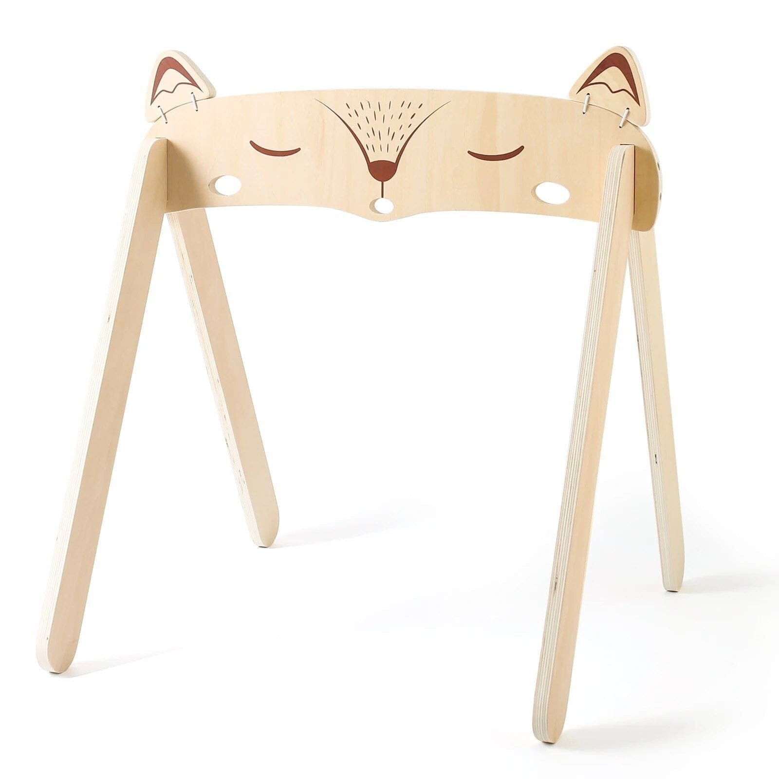 Natural Wooden Baby Gym & Teether with Clouds & Rodent - Fox Gym image