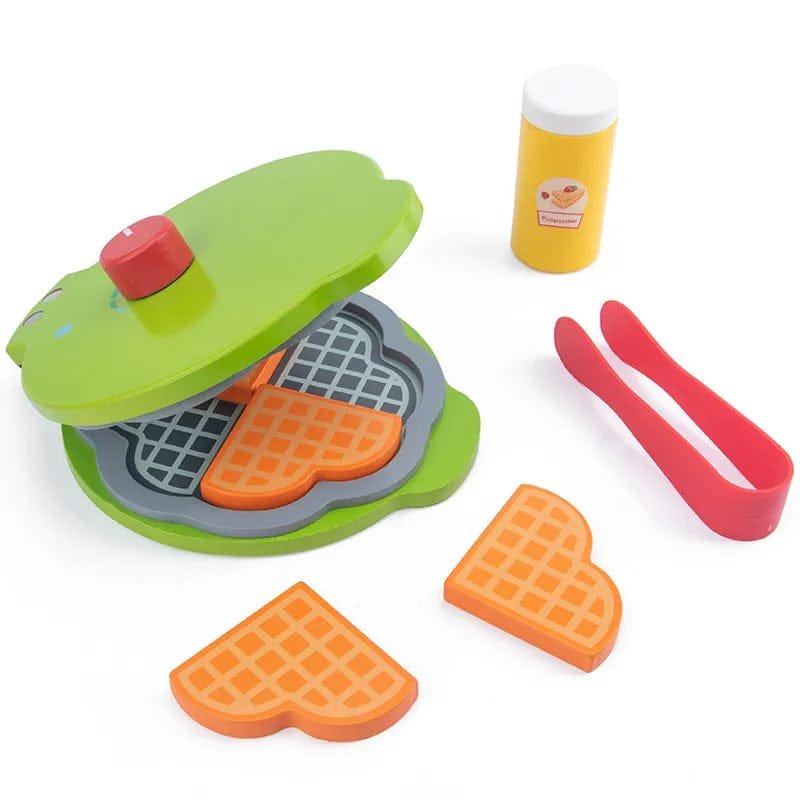 Toy waffle maker set with heart-shaped waffles 