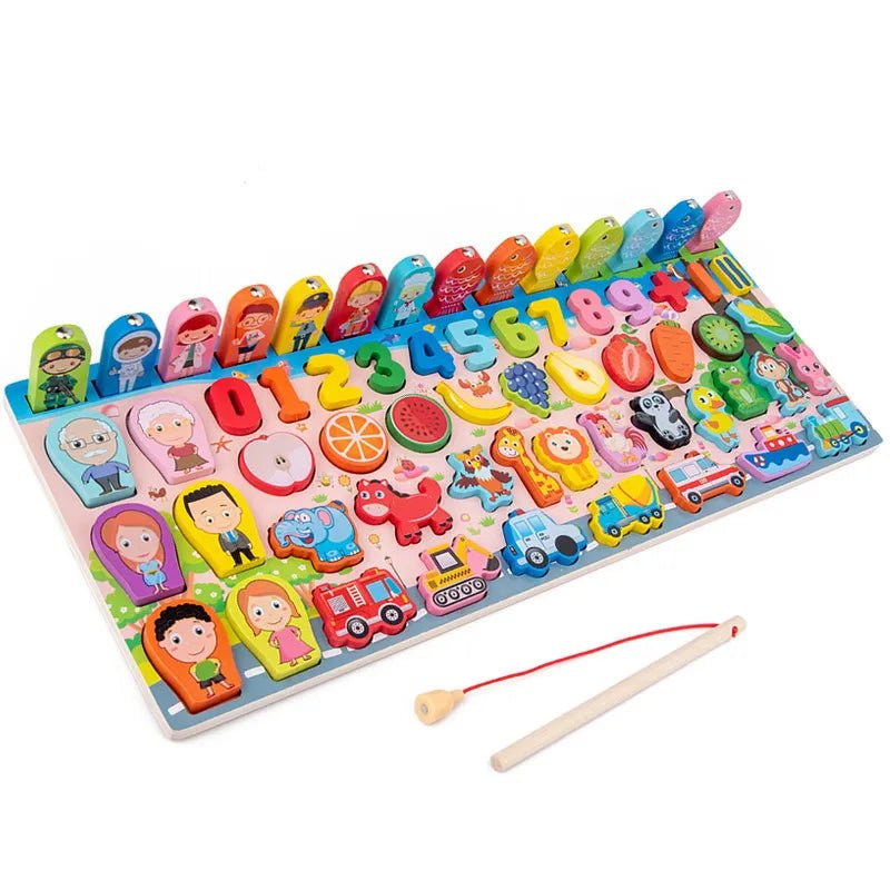 Colorful educational toy with numbers and letters.