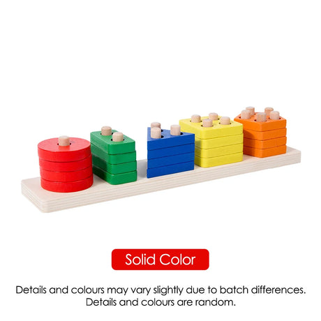 Colorful wooden blocks on a white background with a 'Solid Color' label.