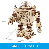 Wooden robot model with dimensions 