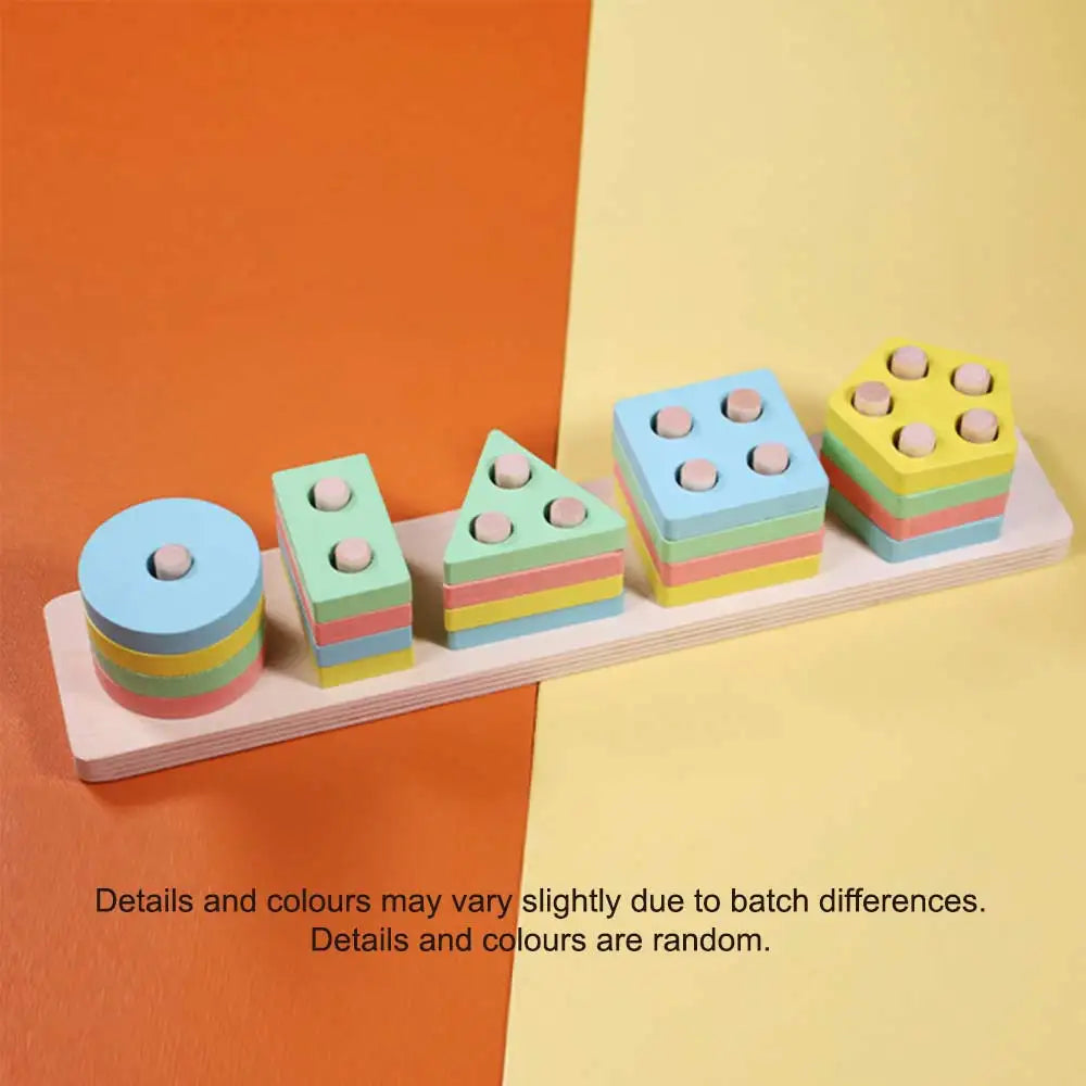Set of colorful geometric blocks.
