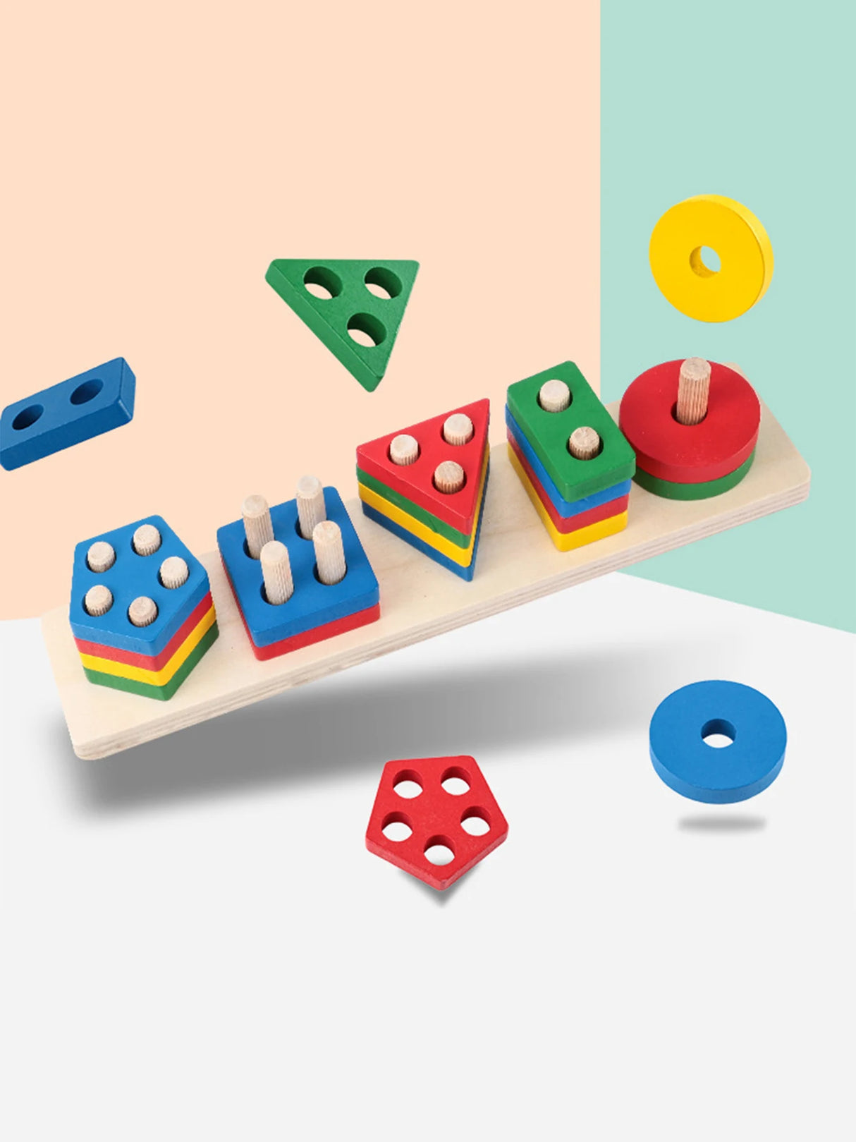 Colorful geometric shape sorting toy 