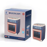 Children's toy electric oven with packaging on a white background