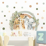 Boho African Animal Wall Decals - Giraffe & Elephant Art image 1