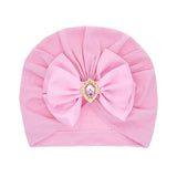 Shiny Rhinestone Bowknot Baby Turban - Soft Cotton Cap image 8