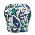 Nappy with sea-themed pattern on a white background