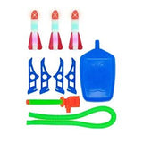 Set of colorful diving fins, flippers, and a blue buoy on a white background