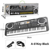 61-Key Portable Kids' Electronic Keyboard with Microphone - A-61Key-Black image