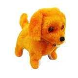 Plush toy dog with a collar on a white background