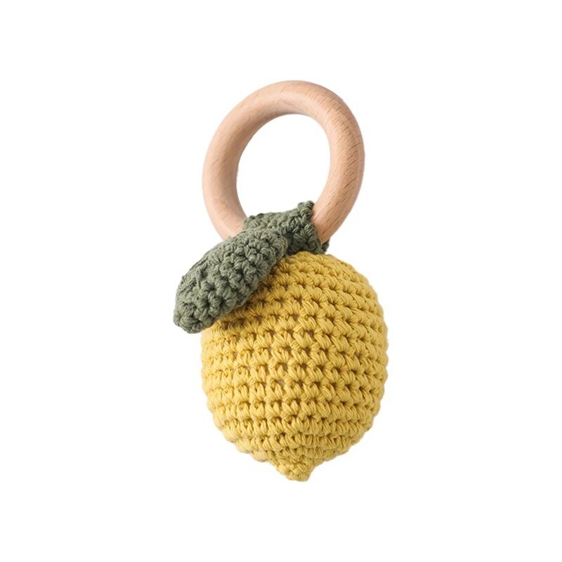 1PC Crochet Bear Rattle & Teether Bracelet for Babies - lemon image