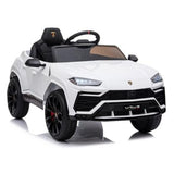 Car Toy Electric Vehicle with Remote Control, Horn, Radio, USB Port, AUX, Spring Suspension, Opening Door, LED Light - Lamborghini White image