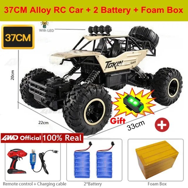 4WD RC Off-Road Buggy - LED Lights Racing Car for Kids - 37CM Gold 2B Gift image