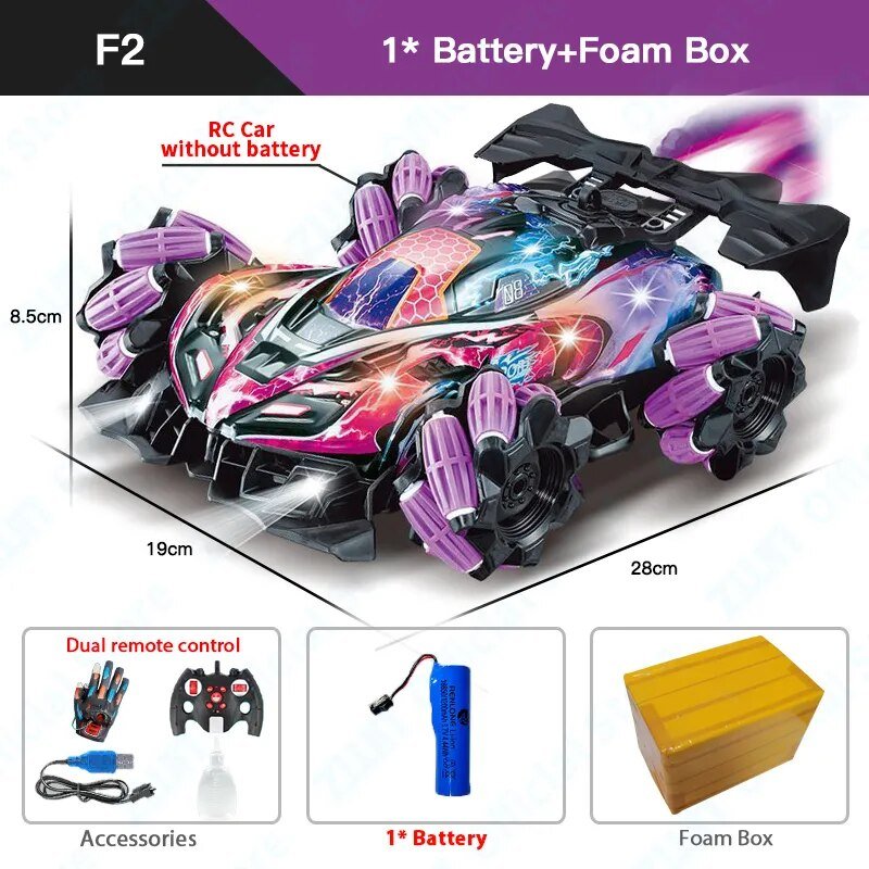 F2 RC Drift Car with Music, LED Lights, 2.4G, Gesture Control image 7