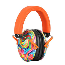 Colorful ear protectors with orange handles.