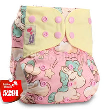 Pink baby diaper with unicorn design and yellow top (option 2)