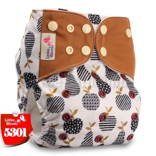 Patterned diaper with brown accents and a visible brand label (option 3)
