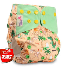Baby diaper with dinosaur pattern and green cover (option 3)