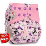 Pink baby diaper with cat pattern