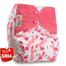 Pink and white diaper with fox pattern 