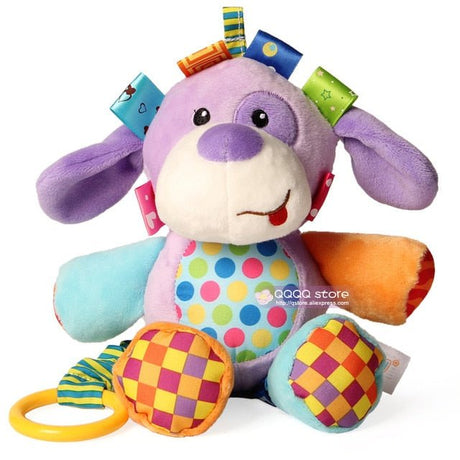Colorful plush toy with various textures and patterns.