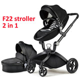 Hot Mom 3-in-1 Baby Stroller: High Landscape, Newborn-Friendly - black 2in1 image